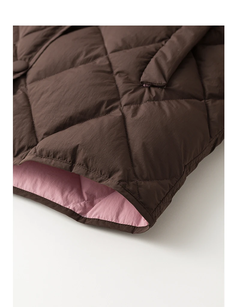 TOYOUTH Women 90% White Duck Down Jacket 2025 Winter New Diamond Grid Double Side Contrasting Color Splicing Jacket Coat