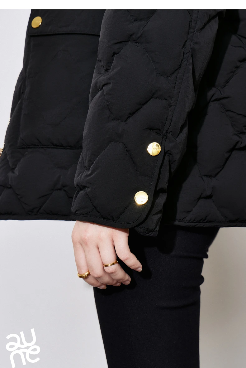 TOYOUH Women Down Jacket 2024 Autumn Winter New Denim Splicing Lapel Collar Zipper Closure Shirt Lightweight Warm Jacket