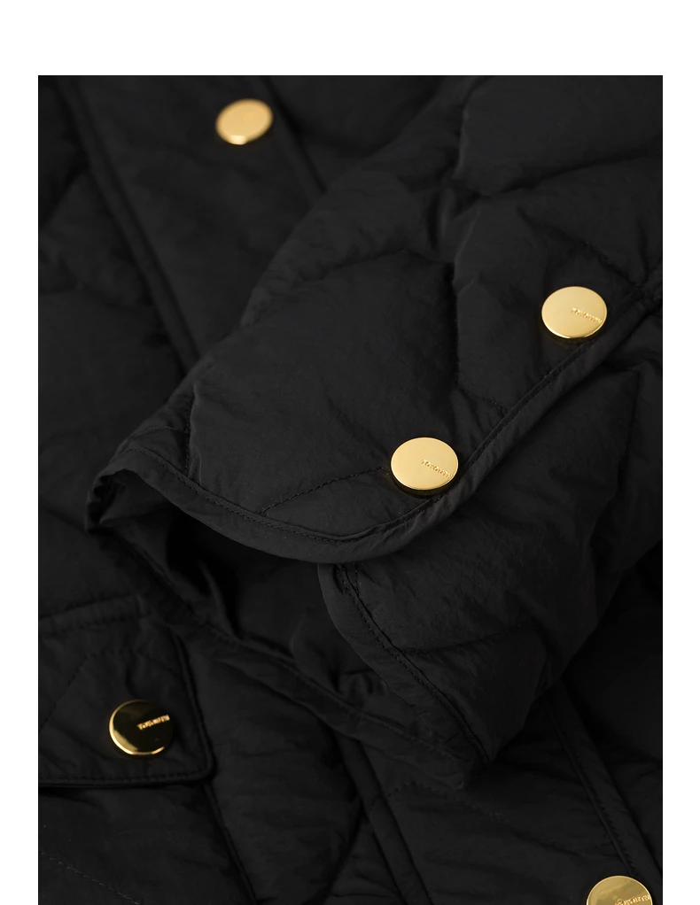 TOYOUH Women Down Jacket 2024 Autumn Winter New Denim Splicing Lapel Collar Zipper Closure Shirt Lightweight Warm Jacket