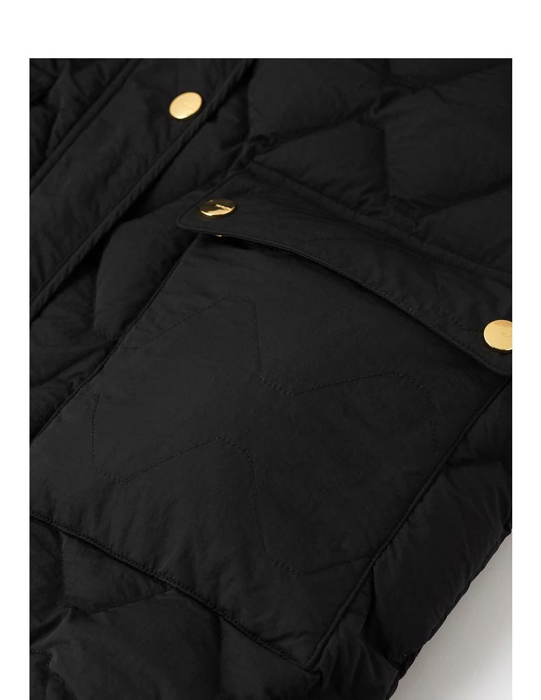 TOYOUH Women Down Jacket 2024 Autumn Winter New Denim Splicing Lapel Collar Zipper Closure Shirt Lightweight Warm Jacket