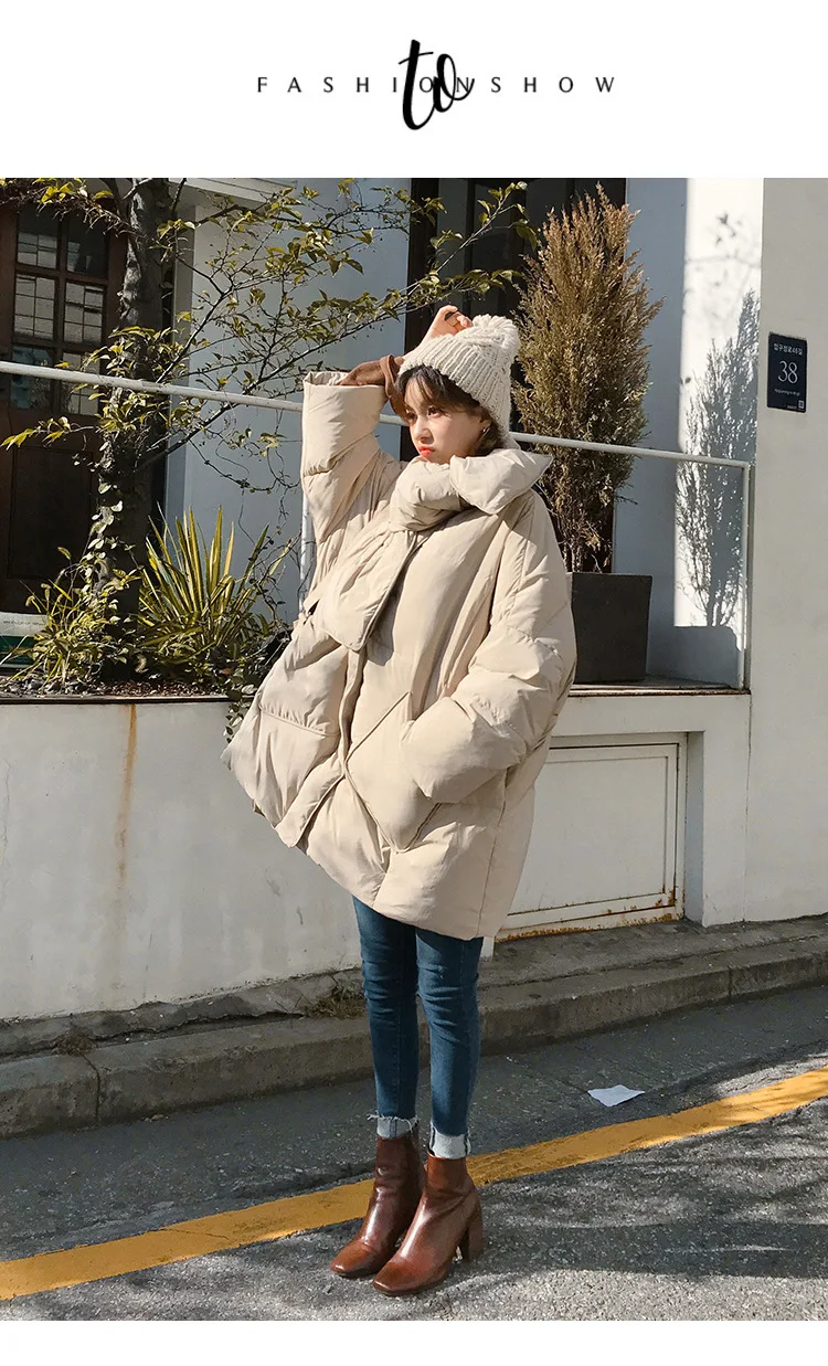 Women White Duck Down Coat 2026 Winter New Fashion Female Scarf OverSize Jackets Round Neck Loose Thicken Parkas Warm Outwear