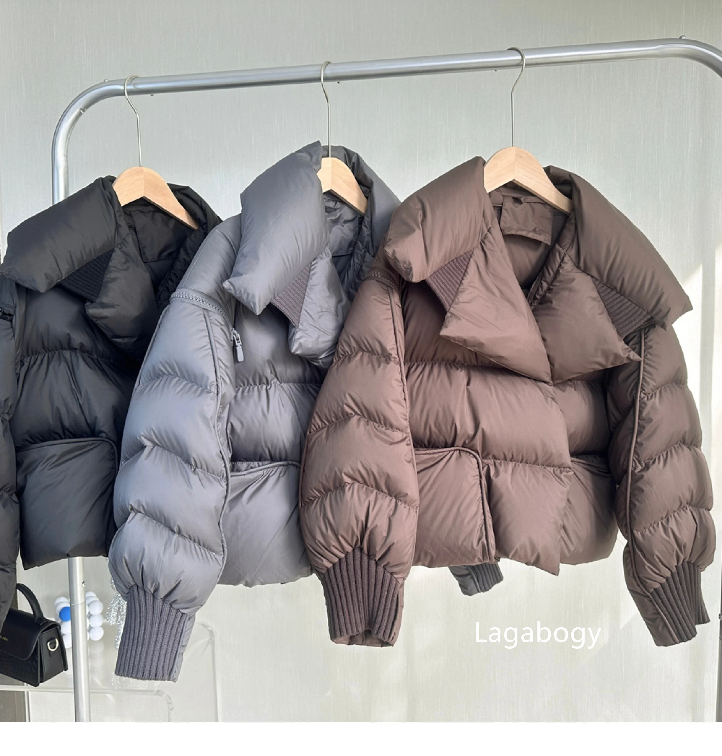 Lagabogy 2025 Winter Puffer Jacket Women Short 90% White Duck Down Coat Female Streetwear Warm Parkas Removable Sleeves Outwear
