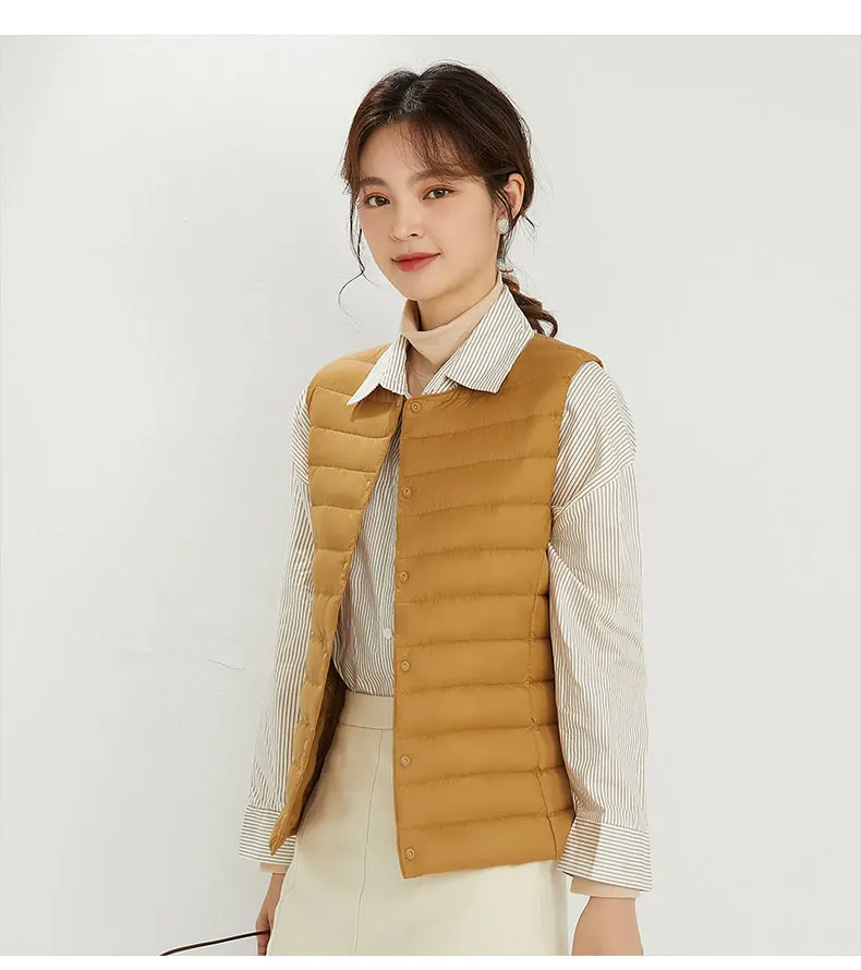 Spring Autumn Women Ultra Light 90% White Duck Down Vest Warm Winter Slim Waistcoat Under Parka Female Liner Portable Outwear