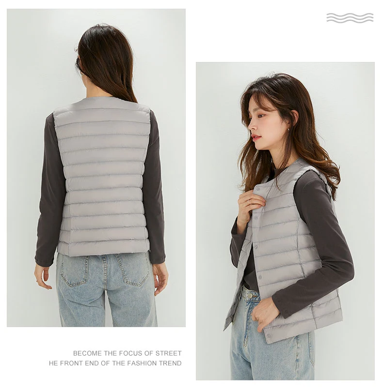 Spring Autumn Women Ultra Light 90% White Duck Down Vest Warm Winter Slim Waistcoat Under Parka Female Liner Portable Outwear