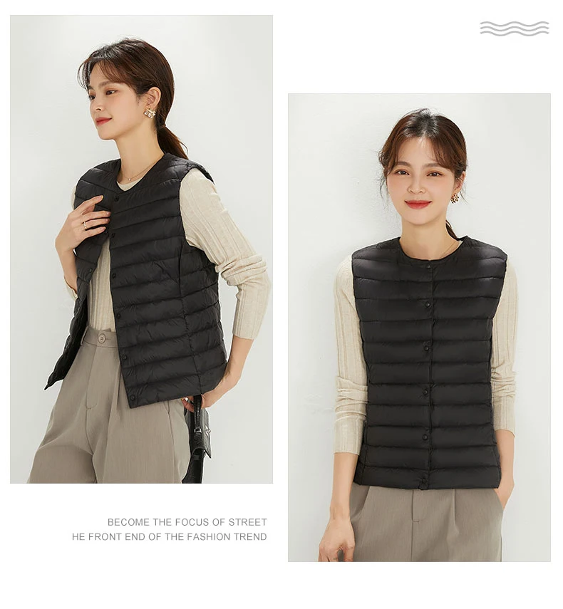 Spring Autumn Women Ultra Light 90% White Duck Down Vest Warm Winter Slim Waistcoat Under Parka Female Liner Portable Outwear