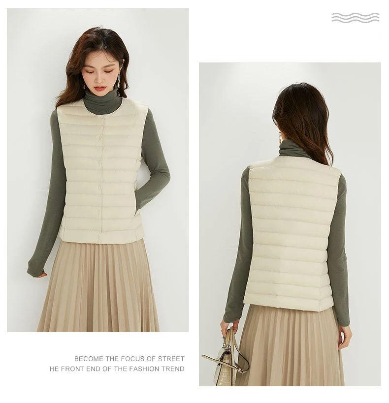Spring Autumn Women Ultra Light 90% White Duck Down Vest Warm Winter Slim Waistcoat Under Parka Female Liner Portable Outwear