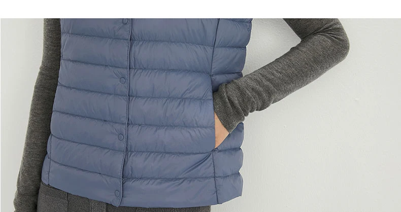 Spring Autumn Women Ultra Light 90% White Duck Down Vest Warm Winter Slim Waistcoat Under Parka Female Liner Portable Outwear