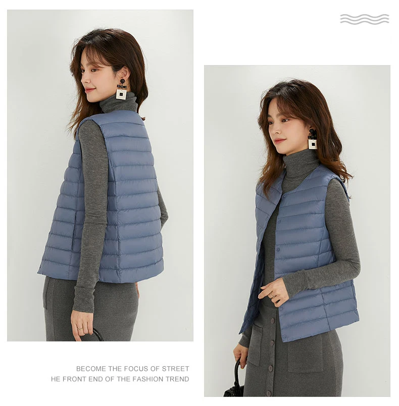 Spring Autumn Women Ultra Light 90% White Duck Down Vest Warm Winter Slim Waistcoat Under Parka Female Liner Portable Outwear