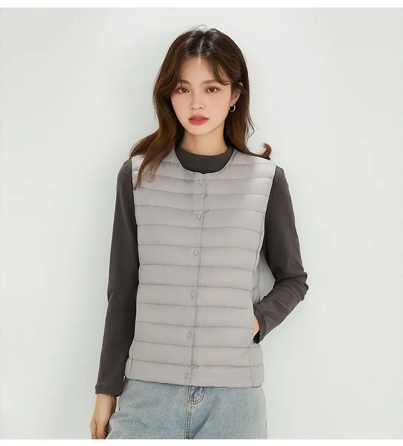 Spring Autumn Women Ultra Light 90% White Duck Down Vest Warm Winter Slim Waistcoat Under Parka Female Liner Portable Outwear