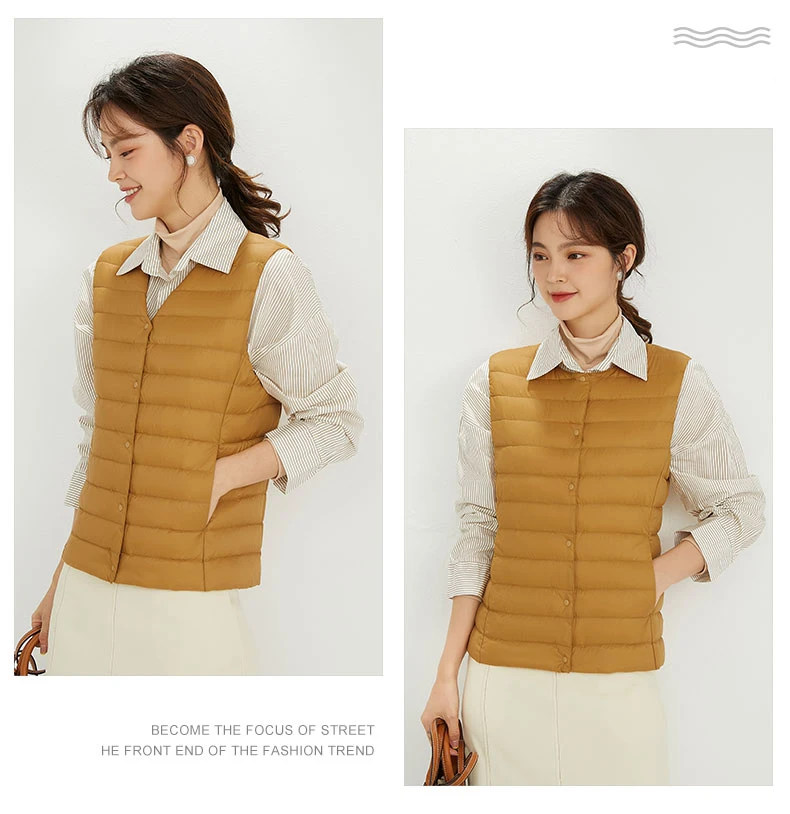 Spring Autumn Women Ultra Light 90% White Duck Down Vest Warm Winter Slim Waistcoat Under Parka Female Liner Portable Outwear