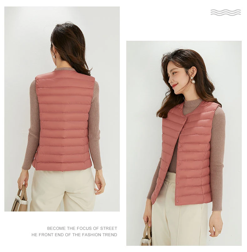 Spring Autumn Women Ultra Light 90% White Duck Down Vest Warm Winter Slim Waistcoat Under Parka Female Liner Portable Outwear