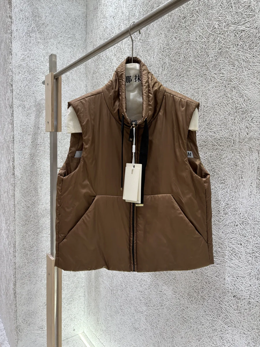 Schinteon Women Camel Down Vest Stand Collar Casual Sleeveless Jacket Simple Solid Color Fashionable Autumn Winter Top New 2026