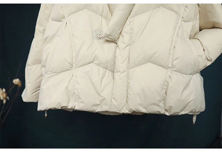 Schinteon Women Japanese Style Jacket Over Size White Duck Down Coat Loose Warm Autumn Winter Casual Outwear Top Quality