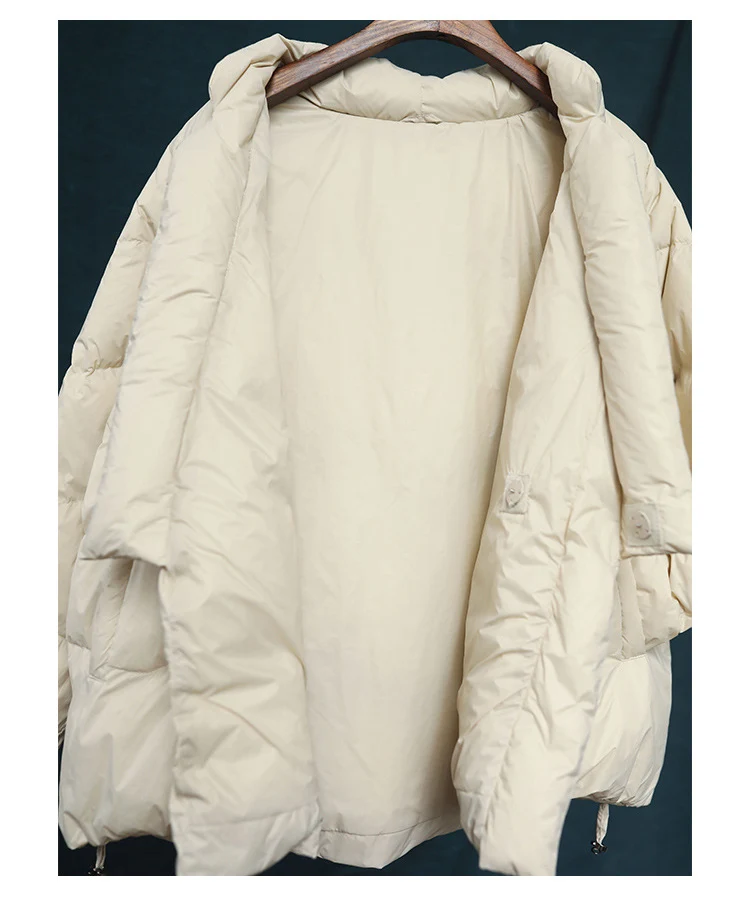 Schinteon Women Japanese Style Jacket Over Size White Duck Down Coat Loose Warm Autumn Winter Casual Outwear Top Quality