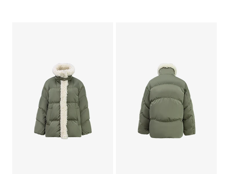 TOYOUTH Women 90% White Duck Down Jacket 2025 Winter New Fur Splicing Stand up Collar Light Luxury Warm Jacket Coat