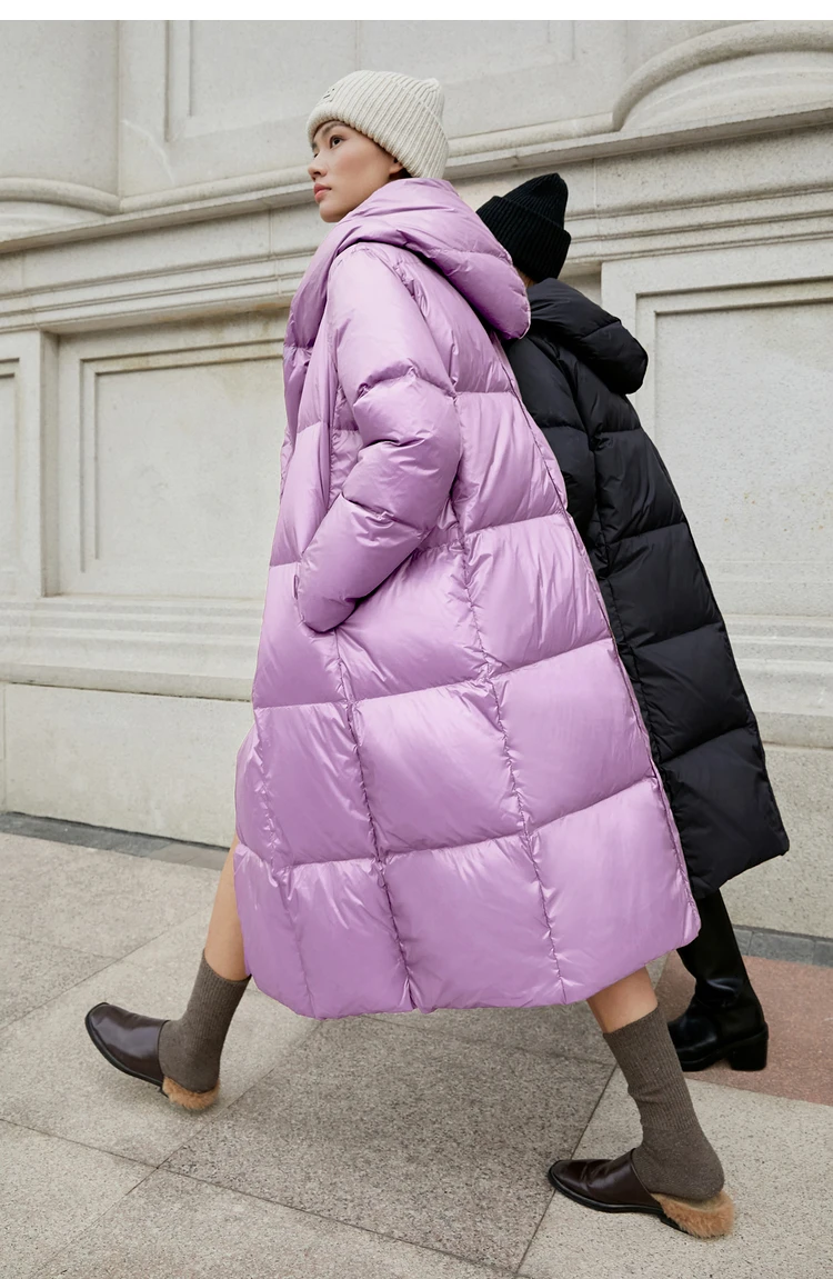 AMII Minimalist 2025 Down Jacket Coat Women Winter Warm Long Bread Puffer Coat Light Thick Quality Fashion Outerwear 12424110