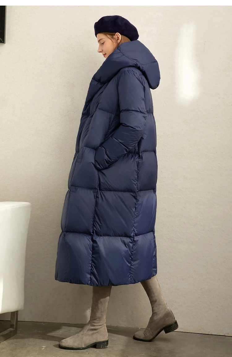 AMII Minimalist 2024 Down Puffer Coat For Women Winter Long Bread Coat Light Thick Warm Quality Fashion Outerwear New 12424110