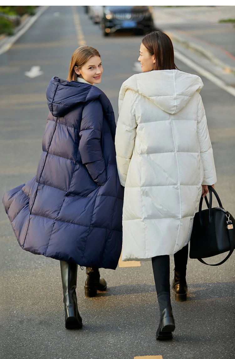 AMII Minimalist 2024 Down Puffer Coat For Women Winter Long Bread Coat Light Thick Warm Quality Fashion Outerwear New 12424110