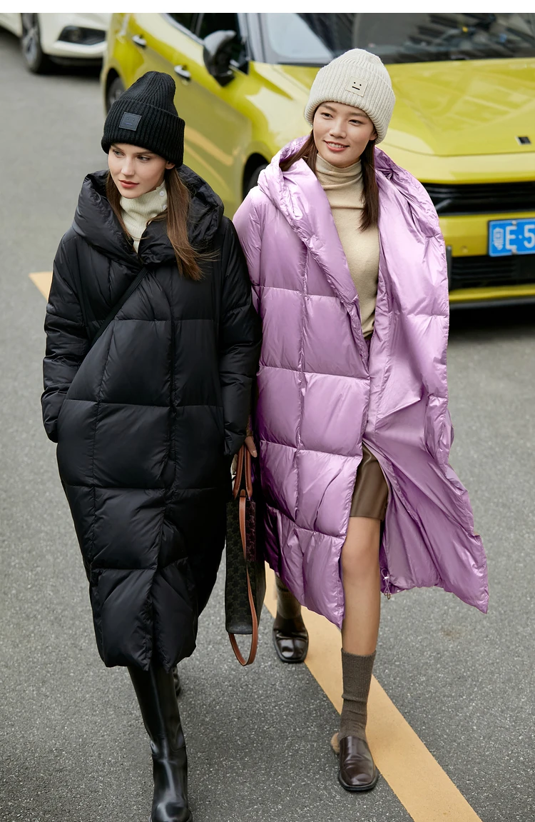 AMII Minimalist 2024 Down Puffer Coat For Women Winter Long Bread Coat Light Thick Warm Quality Fashion Outerwear New 12424110