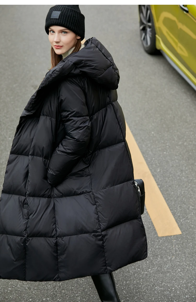 AMII Minimalist 2024 Down Puffer Coat For Women Winter Long Bread Coat Light Thick Warm Quality Fashion Outerwear New 12424110