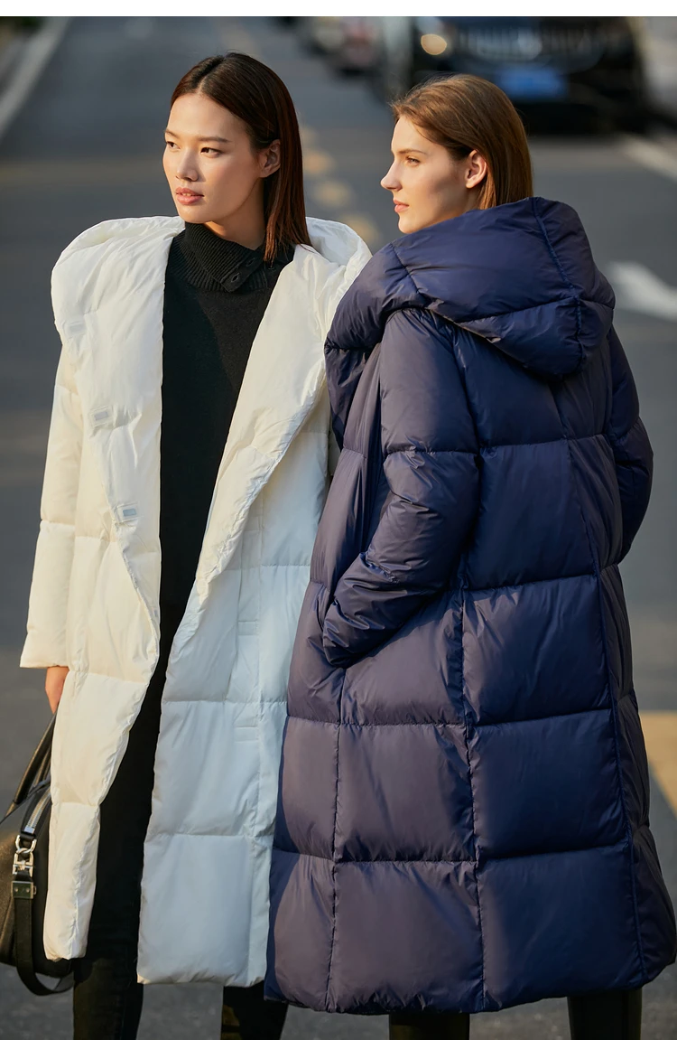 AMII Minimalist 2024 Down Puffer Coat For Women Winter Long Bread Coat Light Thick Warm Quality Fashion Outerwear New 12424110