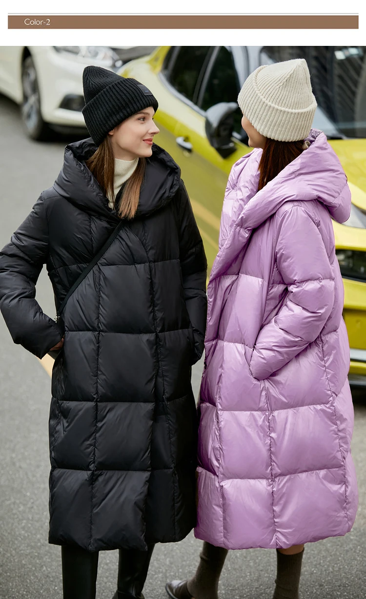 AMII Minimalist 2024 Down Puffer Coat For Women Winter Long Bread Coat Light Thick Warm Quality Fashion Outerwear New 12424110