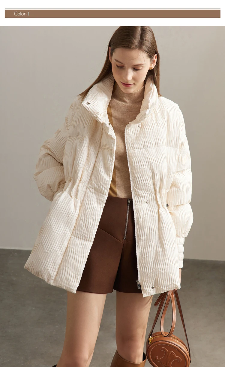 AMII Minimalist Duck Down Puffer Coat Women Winter 2026 Lightweight Stand Collar Lapel Warm Outerwear New Jackets 12344052