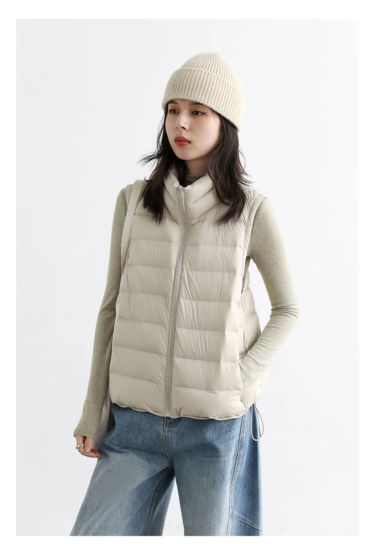 CHIC VEN New Women Down Coats Sleeveless Lightweight 90 White Duck Down Stand Up Collar Female Down Vest Autumn Winter 2026