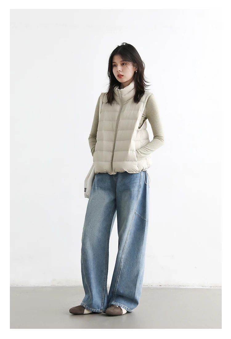 CHIC VEN New Women Down Coats Sleeveless Lightweight 90 White Duck Down Stand Up Collar Female Down Vest Autumn Winter 2026