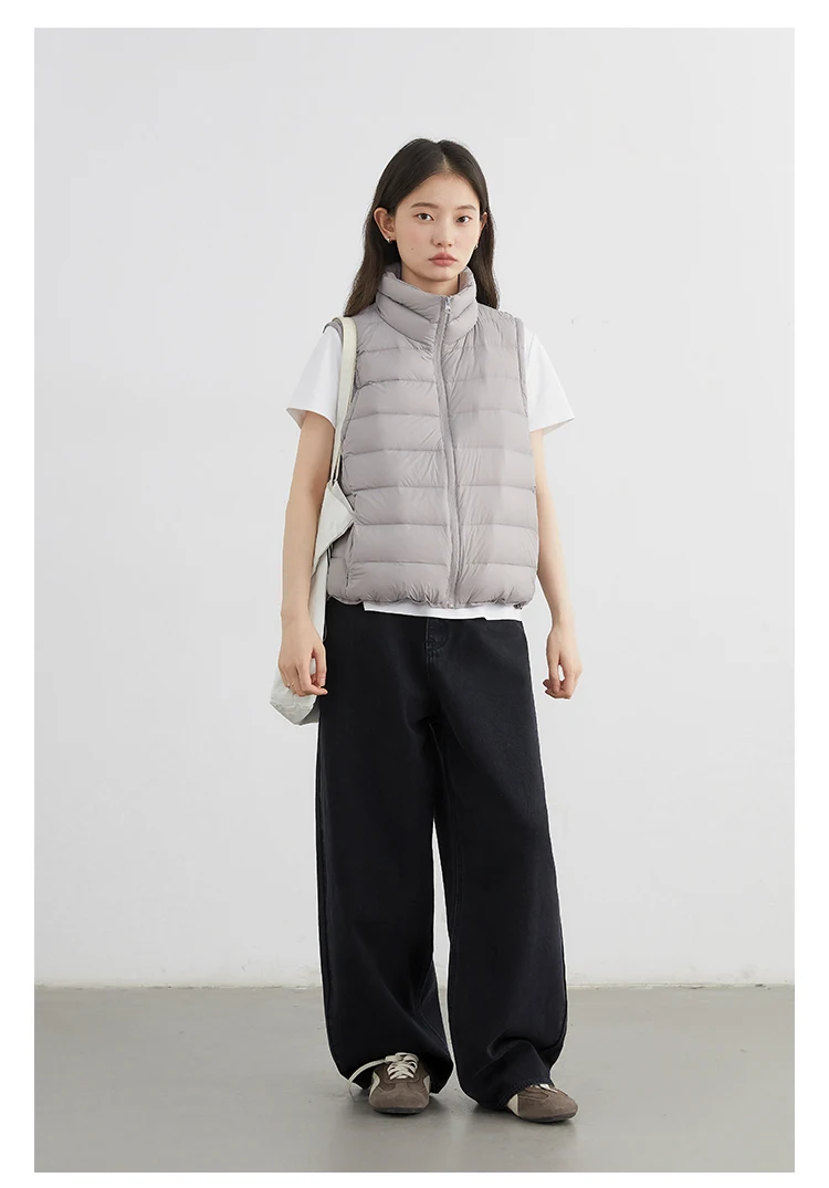 CHIC VEN New Women Down Coats Sleeveless Lightweight 90 White Duck Down Stand Up Collar Female Down Vest Autumn Winter 2026
