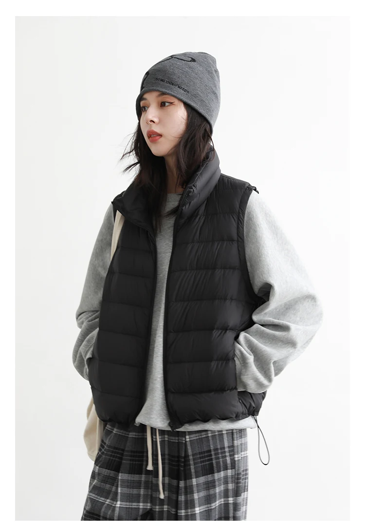 CHIC VEN New Women Down Coats Sleeveless Lightweight 90 White Duck Down Stand Up Collar Female Down Vest Autumn Winter 2026