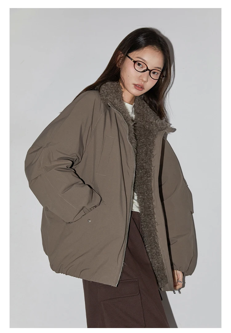 CHIC VEN Women Down Coats Loose Casual 90 White Duck Down Jacket Plush Splice Female Warm Overcoat Autumn Winter 2025