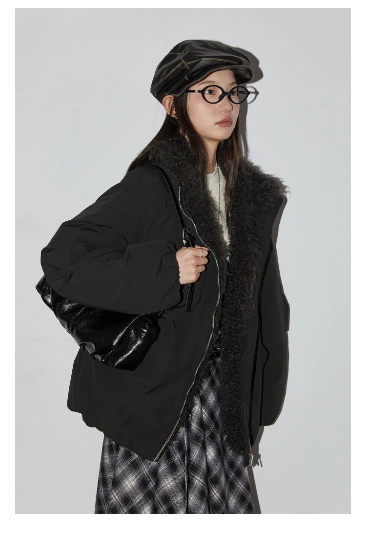 CHIC VEN Women Down Coats Loose Casual 90 White Duck Down Jacket Plush Splice Female Warm Overcoat Autumn Winter 2025