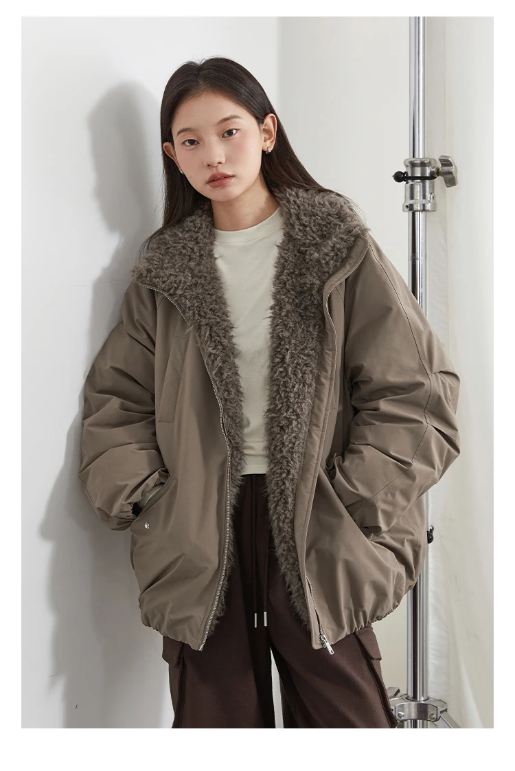 CHIC VEN Women Down Coats Loose Casual 90 White Duck Down Jacket Plush Splice Female Warm Overcoat Autumn Winter 2025