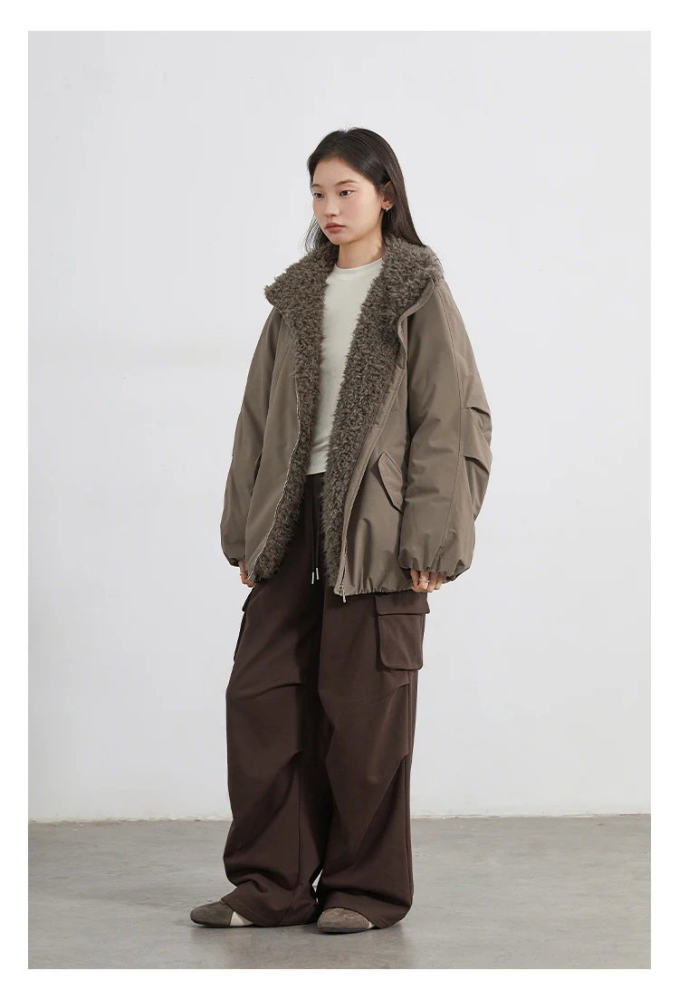 CHIC VEN Women Down Coats Loose Casual 90 White Duck Down Jacket Plush Splice Female Warm Overcoat Autumn Winter 2025