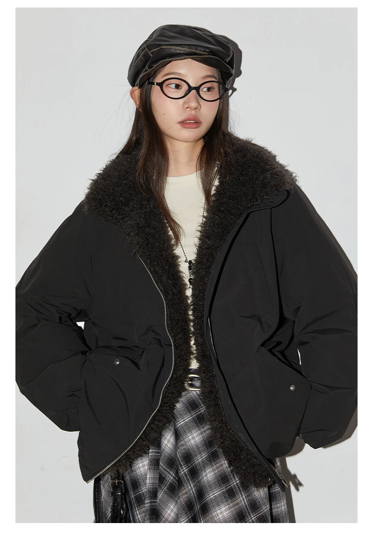 CHIC VEN Women Down Coats Loose Casual 90 White Duck Down Jacket Plush Splice Female Warm Overcoat Autumn Winter 2025
