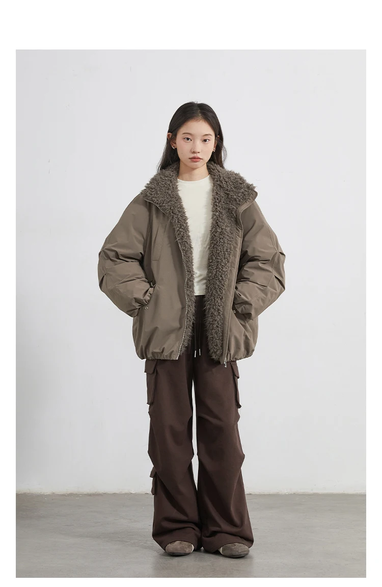 CHIC VEN Women Down Coats Loose Casual 90 White Duck Down Jacket Plush Splice Female Warm Overcoat Autumn Winter 2025