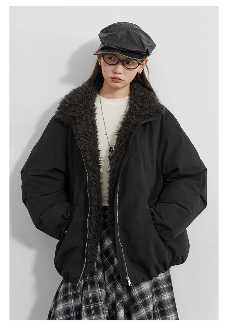 CHIC VEN Women Down Coats Loose Casual 90 White Duck Down Jacket Plush Splice Female Warm Overcoat Autumn Winter 2025