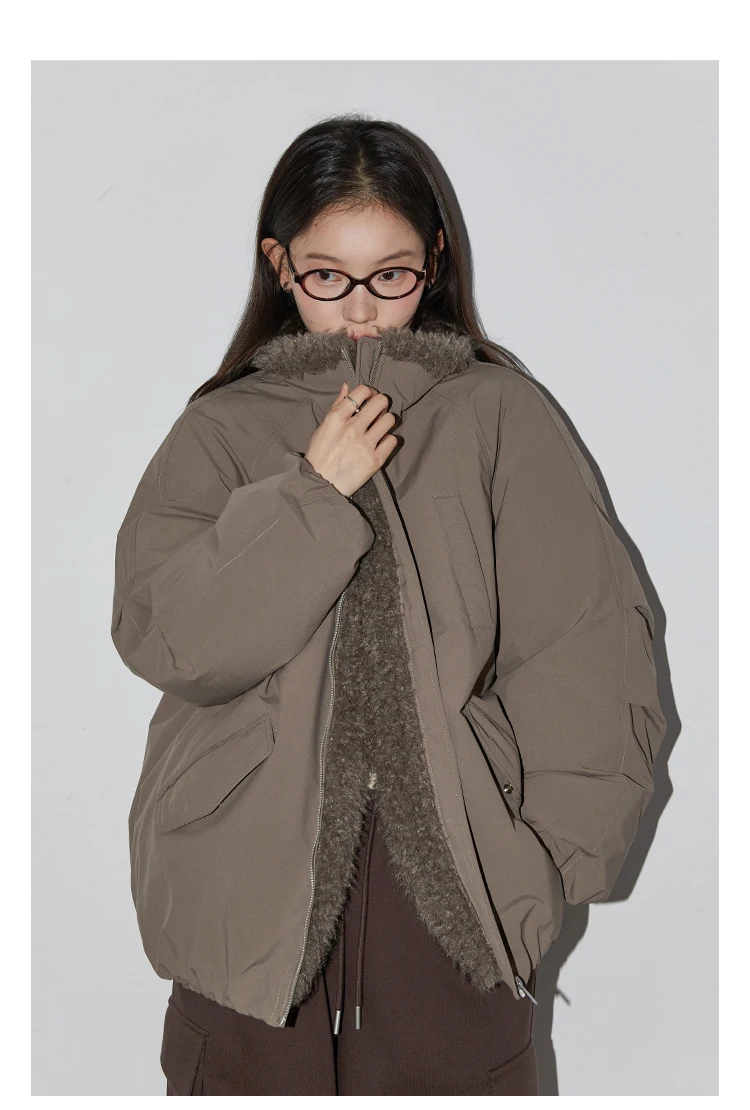 CHIC VEN Women Down Coats Loose Casual 90 White Duck Down Jacket Plush Splice Female Warm Overcoat Autumn Winter 2025