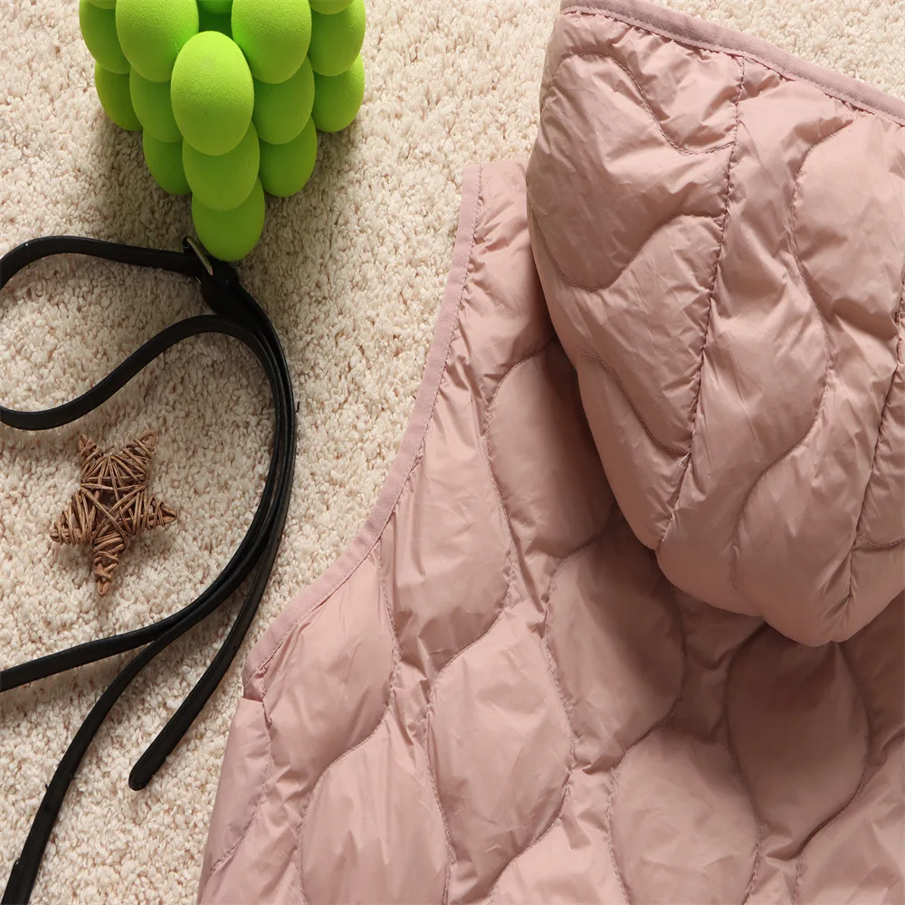 Fashion Lightweight Hooded Down Vest Woman Short Slim Fit Warm Winter Puffer Waistcoat Women Gilet Single Breasted VT-335