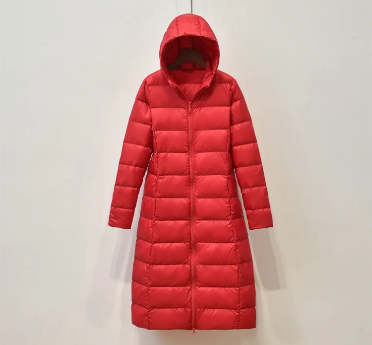 Johnature Women Hooded Zipper Warm Down White Coats Long Sleeve Slim Fashion Clothes 2025 New Autumn 6 Color Long Down Coats