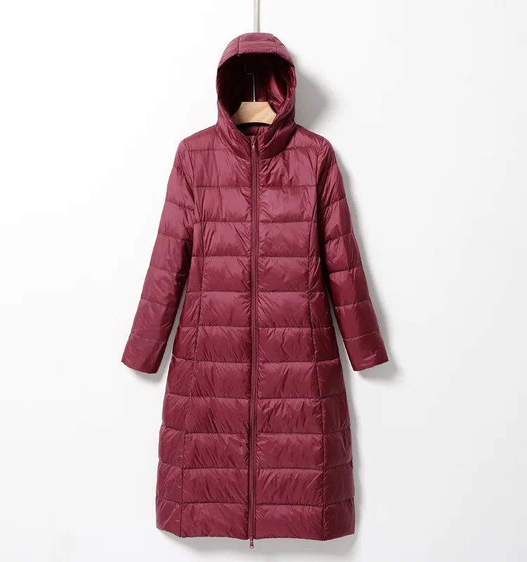 Johnature Women Hooded Zipper Warm Down White Coats Long Sleeve Slim Fashion Clothes 2025 New Autumn 6 Color Long Down Coats