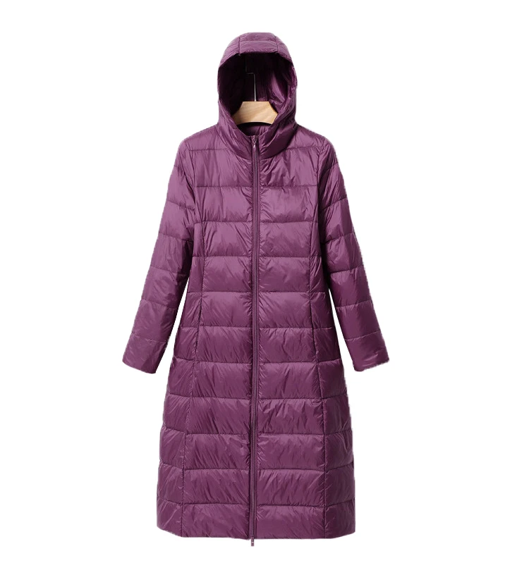 Johnature Women Hooded Zipper Warm Down White Coats Long Sleeve Slim Fashion Clothes 2025 New Autumn 6 Color Long Down Coats