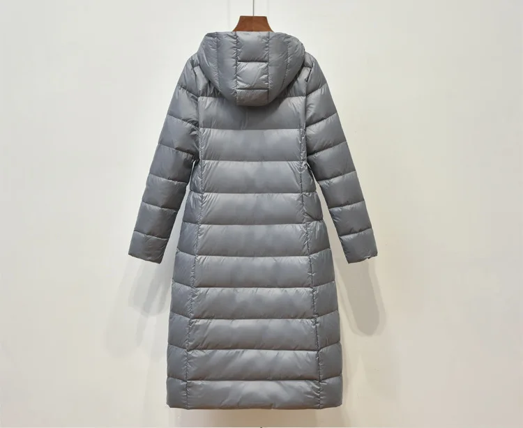 Johnature Women Hooded Zipper Warm Down White Coats Long Sleeve Slim Fashion Clothes 2025 New Autumn 6 Color Long Down Coats