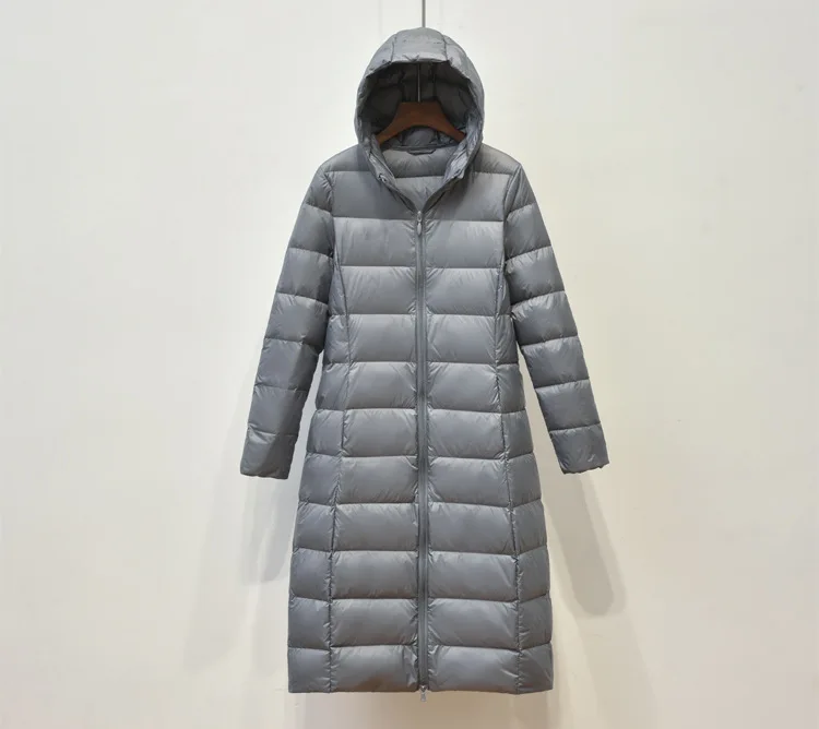 Johnature Women Hooded Zipper Warm Down White Coats Long Sleeve Slim Fashion Clothes 2025 New Autumn 6 Color Long Down Coats