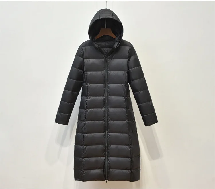 Johnature Women Hooded Zipper Warm Down White Coats Long Sleeve Slim Fashion Clothes 2025 New Autumn 6 Color Long Down Coats
