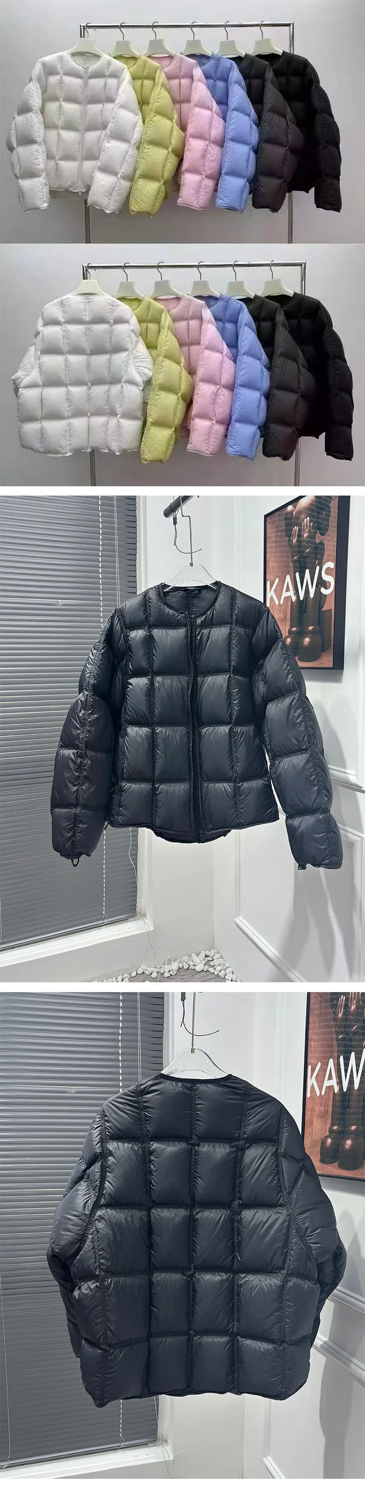 Janveny 2025 New Winter Fluffy Puffer Jacket Women Thicken Warm Oversized Baseball Collar 90% White Duck Down Short Casual Coat