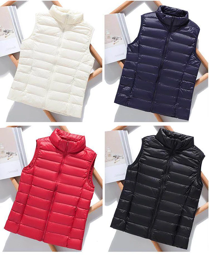 Autumn and Winter Down Vest Women's Short Ultra-light Duck Down Jacket Windproof Vest Warm Women's Sleeveless Jacket