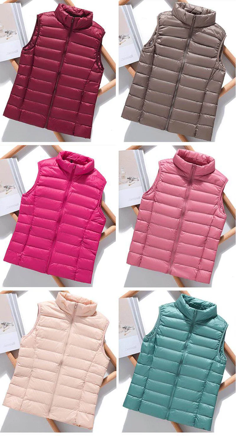 Autumn and Winter Down Vest Women's Short Ultra-light Duck Down Jacket Windproof Vest Warm Women's Sleeveless Jacket