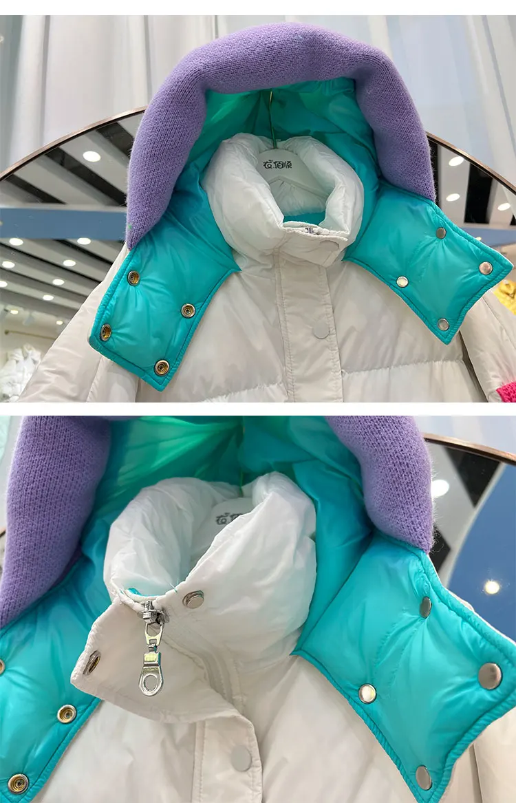 Womens Clothing Winter Female Short Down Jacket Hooded Patchwork Korean Fashion Duck Down Coat Short Jacket Parka Feather Woman